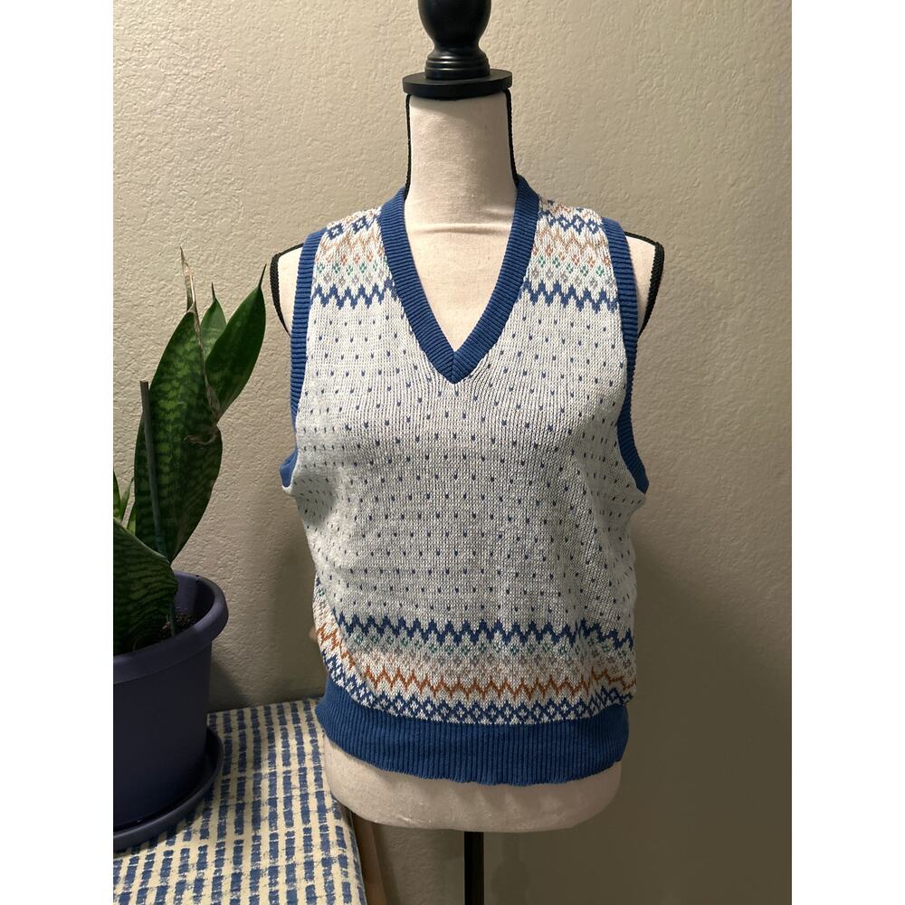 Vintage 90s Brittania Cotton Sweater Vest - Picture 1 of 10